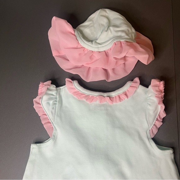 Little Me 6 Months Baby Girls Bunny Romper Hat Matching Set Easter Outfit Ruffle - Picture 5 of 13